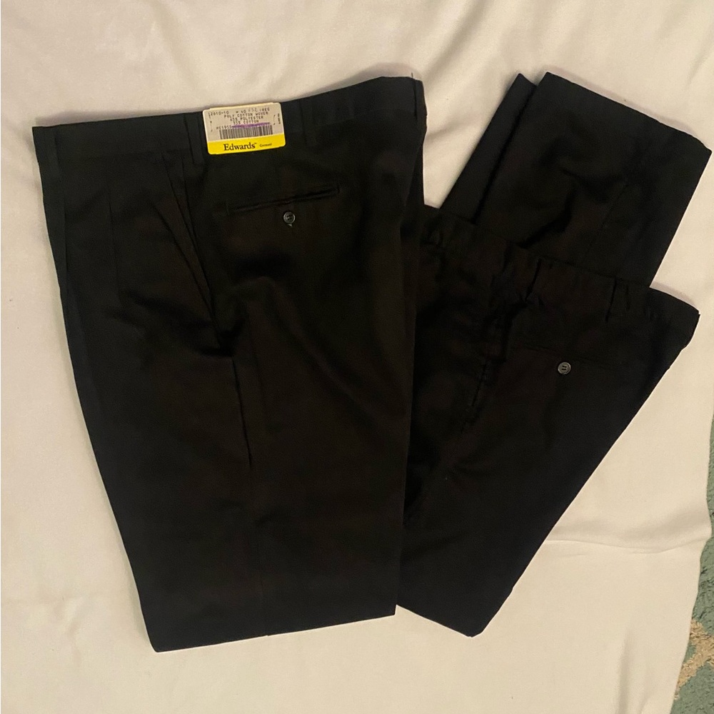 Edwards Garment Mens Slacks Uniform Pleated‎ Pants Black Size 40 unhemmed NWT